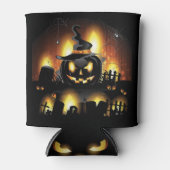 Rafraîchisseur Pour Canette Halloween - Citrouilles effrayants avec Casquette (Devant)