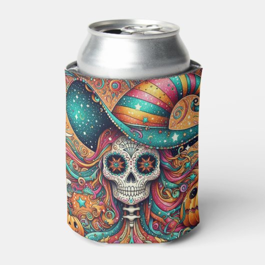 Rafraîchisseur Pour Canette Halloween crâne de sucre, fantôme et Citrouilles (Can devant)