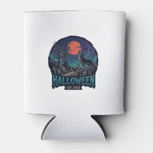 Rafraîchisseur Pour Canette Halloween Est Hurlement Loup Lune Rouge Main Zombi