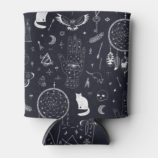 Rafraîchisseur Pour Canette Halloween Magic : Vintage Doodle Motif. (Devant)