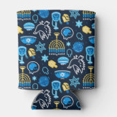Rafraîchisseur Pour Canette Hanoukka Symboles Motif bleu (Dos)