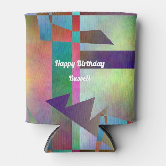 Rafraîchisseur Pour Canette Happy Any Age Adult Birthday Abstract Pattern (Devant)