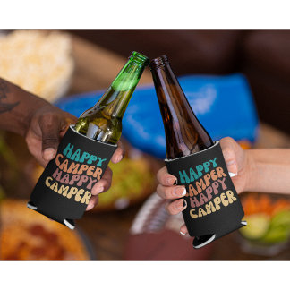 Rafraîchisseur Pour Canette Happy Camper Wavy Retro Texte coloré