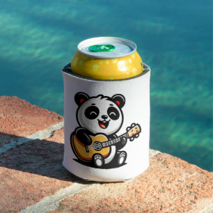 Rafraîchisseur Pour Canette Happy Panda Guitarist - Cute Acoustic Music Design