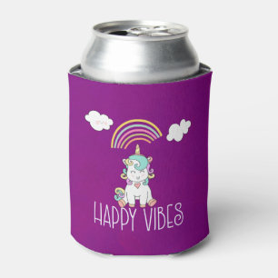 Rafraîchisseur Pour Canette Happy Vibes Typographie Awesome Rainbow & Unicorn
