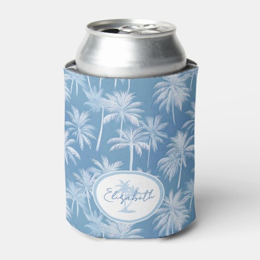 Rafraîchisseur Pour Canette Hawaiian Palm Tree Silhouette Motif Blue ID1093 (Can devant)