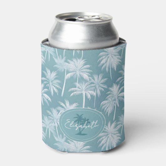Rafraîchisseur Pour Canette Hawaiian Palm Tree Silhouette Motif Turquoise ID10 (Can devant)