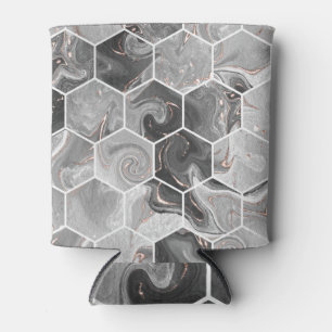 Rafraîchisseur Pour Canette Hexagon de marbre d'or : Texture Abstraite