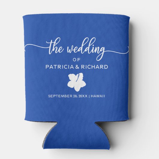 Rafraîchisseur Pour Canette Hibiscus Beach Destination Mariage Royal Blue (Dos)