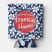 Rafraîchisseur Pour Canette hibiscus bleu et blanc (Devant)