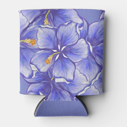 Rafraîchisseur Pour Canette Hibiscus & dentelle BLEU (Devant)