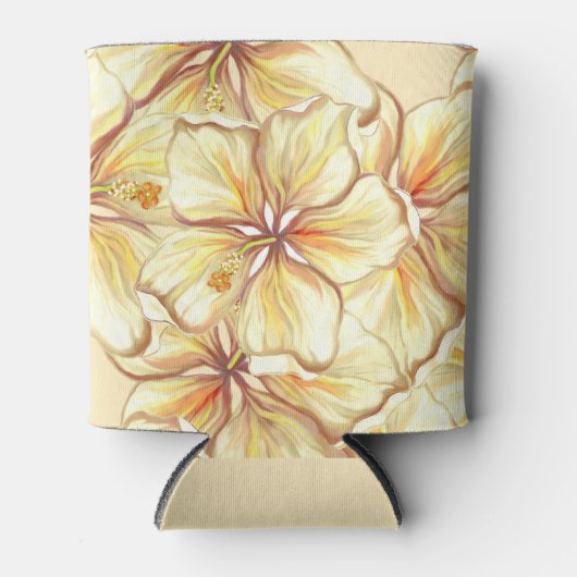 Rafraîchisseur Pour Canette Hibiscus & dentelle JAUNE (Devant)