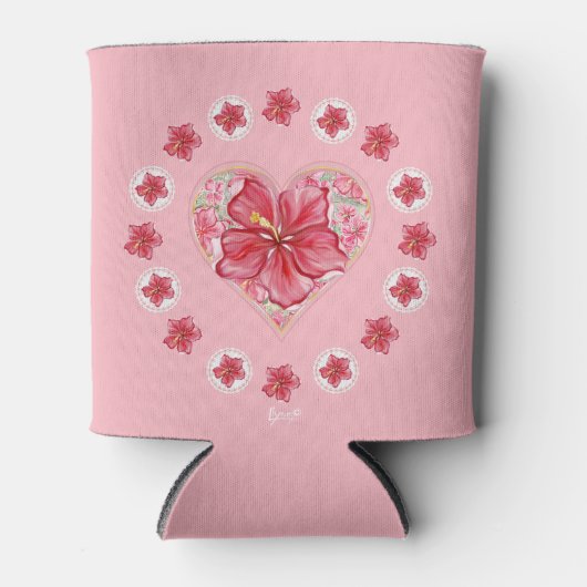 Rafraîchisseur Pour Canette Hibiscus & dentelle RED (Devant)