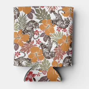 Rafraîchisseur Pour Canette Hibiscus Tiger, Motif exotique.