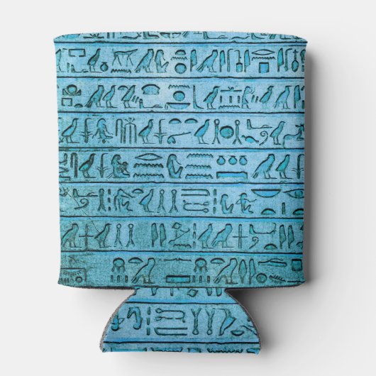 Rafraîchisseur Pour Canette Hiéroglyphes égyptiens anciens Bleu Can Cooler (Dos)