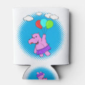 Rafraîchisseur Pour Canette Hippo Rose Volant Avec Ballons (Dos)