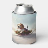 Rafraîchisseur Pour Canette hiver de neige de Noël beagle (Can devant)