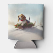 Rafraîchisseur Pour Canette hiver de neige de Noël beagle (Devant)