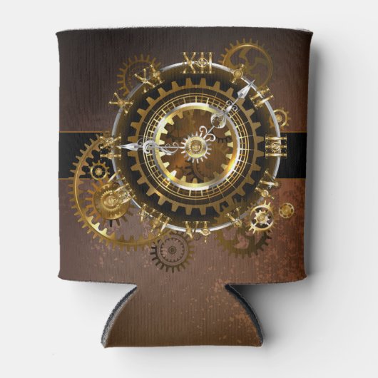 Rafraîchisseur Pour Canette Horloge Steampunk avec des engrenages anciens (Devant)