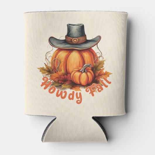 Rafraîchisseur Pour Canette Howdy Fall - Vibes d'automne rustiques (Devant)
