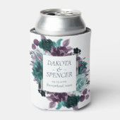 Rafraîchisseur Pour Canette Humeur Bohème | Teal et Fleurs Violettes Enregistr (Can devant)