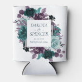 Rafraîchisseur Pour Canette Humeur Bohème | Teal et Fleurs Violettes Enregistr (Devant)