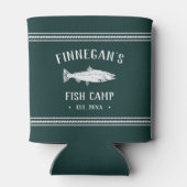 Rafraîchisseur Pour Canette Hunter Green Rustic Fishing Cabin Personalized (Dos)