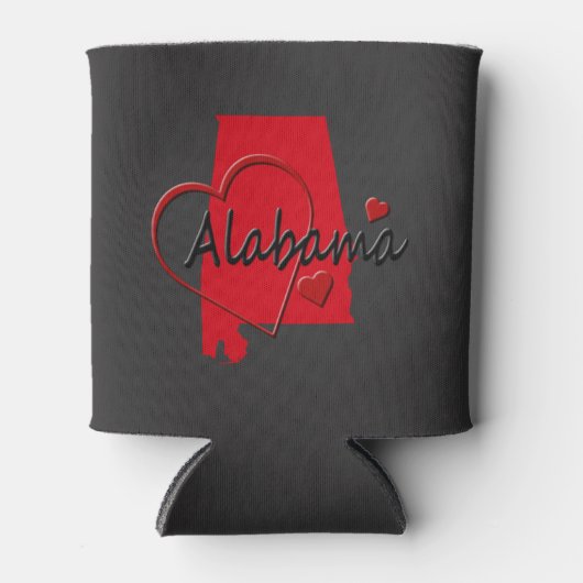 Rafraîchisseur Pour Canette I Love Alabama Hearts Map (Devant)