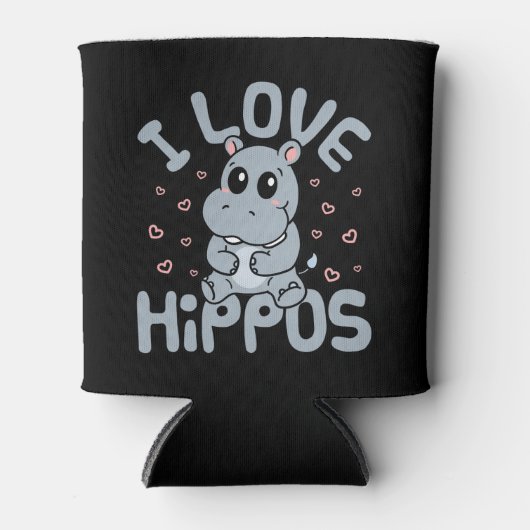 Rafraîchisseur Pour Canette I Love Hippopotamus mignon Hippopotamus Lover (Devant)