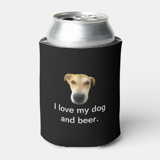 Rafraîchisseur Pour Canette I Love My Dog and Beer Funny Pet Photo (Can devant)