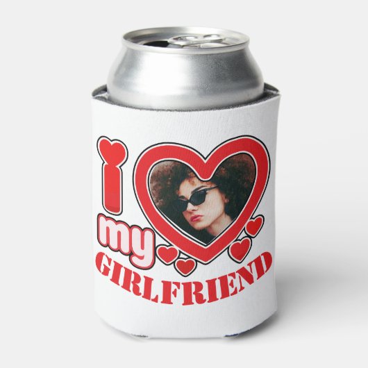 Rafraîchisseur Pour Canette I Love My Girlfriend Photo Texte personnalisé (Can devant)