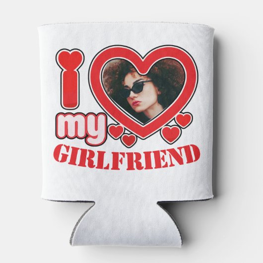 Rafraîchisseur Pour Canette I Love My Girlfriend Photo Texte personnalisé (Dos)