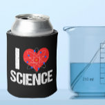 Rafraîchisseur Pour Canette I Love Science Cool Scientifique Atom Modèle Noir<br><div class="desc">Un professeur de science cool peut se refroidir en noir qui dispose d'un motif de science I Love génial avec un coeur rouge enveloppé d'un modèle atomique.</div>