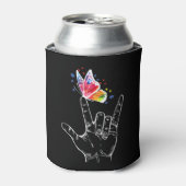 Rafraîchisseur Pour Canette I Love You Hand Sign Language Butterfly Puzzle Pie (Can devant)