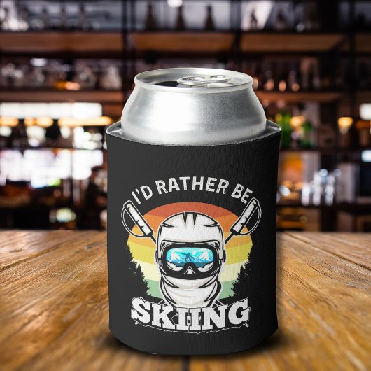 Rafraîchisseur Pour Canette I'd Rather be Skiing, Funny skier Gift