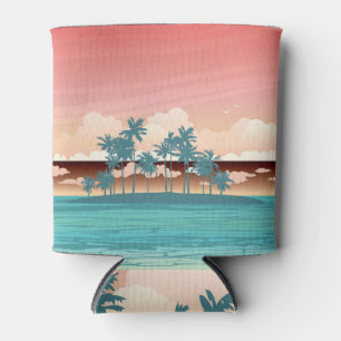 Rafraîchisseur Pour Canette Île de coco verte : illustration du coucher du sol