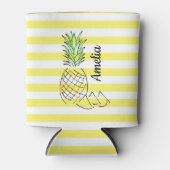 Rafraîchisseur Pour Canette Illustration d'ananas rayures jaunes été (Devant)