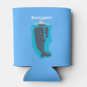 Rafraîchisseur Pour Canette Illustration de mignons baleines et voiliers (Dos)