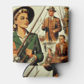 Rafraîchisseur Pour Canette Illustration de pêche rétro (Devant)