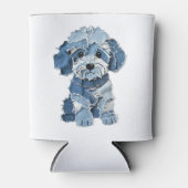 Rafraîchisseur Pour Canette Illustration du chien de la patchwork Denim mignon (Devant)