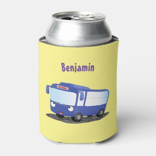 Rafraîchisseur Pour Canette Illustration d'un bus moderne bleu mignon (Can devant)