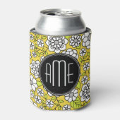 Rafraîchisseur Pour Canette Illustration florale de marguerite tendance - noir (Can devant)