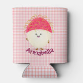 Rafraîchisseur Pour Canette Illustration mignon du ramboutan rose (Dos)