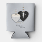 Rafraîchisseur Pour Canette Illustration noire blanche moderne coeur mariage (Devant)