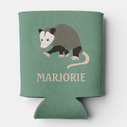 Rafraîchisseur Pour Canette Illustration Possum mignon Vert clair Personnalisé (Dos)
