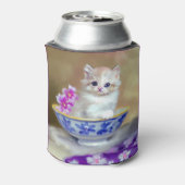 Rafraîchisseur Pour Canette Illustration vintage de chaton blanc (Can Dos)