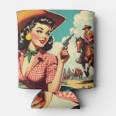 Rafraîchisseur Pour Canette Illustration vintage Pulp Cowgirl (Dos)