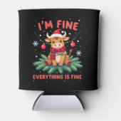 Rafraîchisseur Pour Canette I'm Fine Everything is Fine Christmas Highland Cow (Devant)