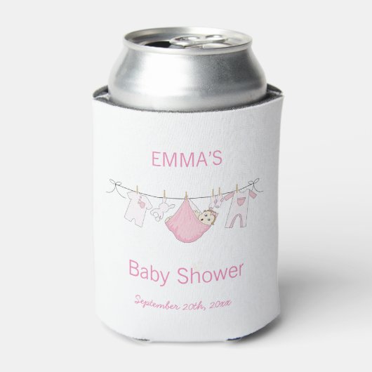 Rafraîchisseur Pour Canette Image mignonne Lave Baby shower rose Fille (Can devant)
