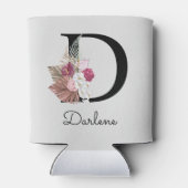 Rafraîchisseur Pour Canette Initiale D Monogramme Boho Rose Floral (Dos)